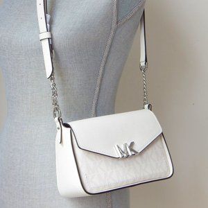 Michael Kors Signature SYLVIA Flap Chain Links Small Messenger Crossbody Bag NWT